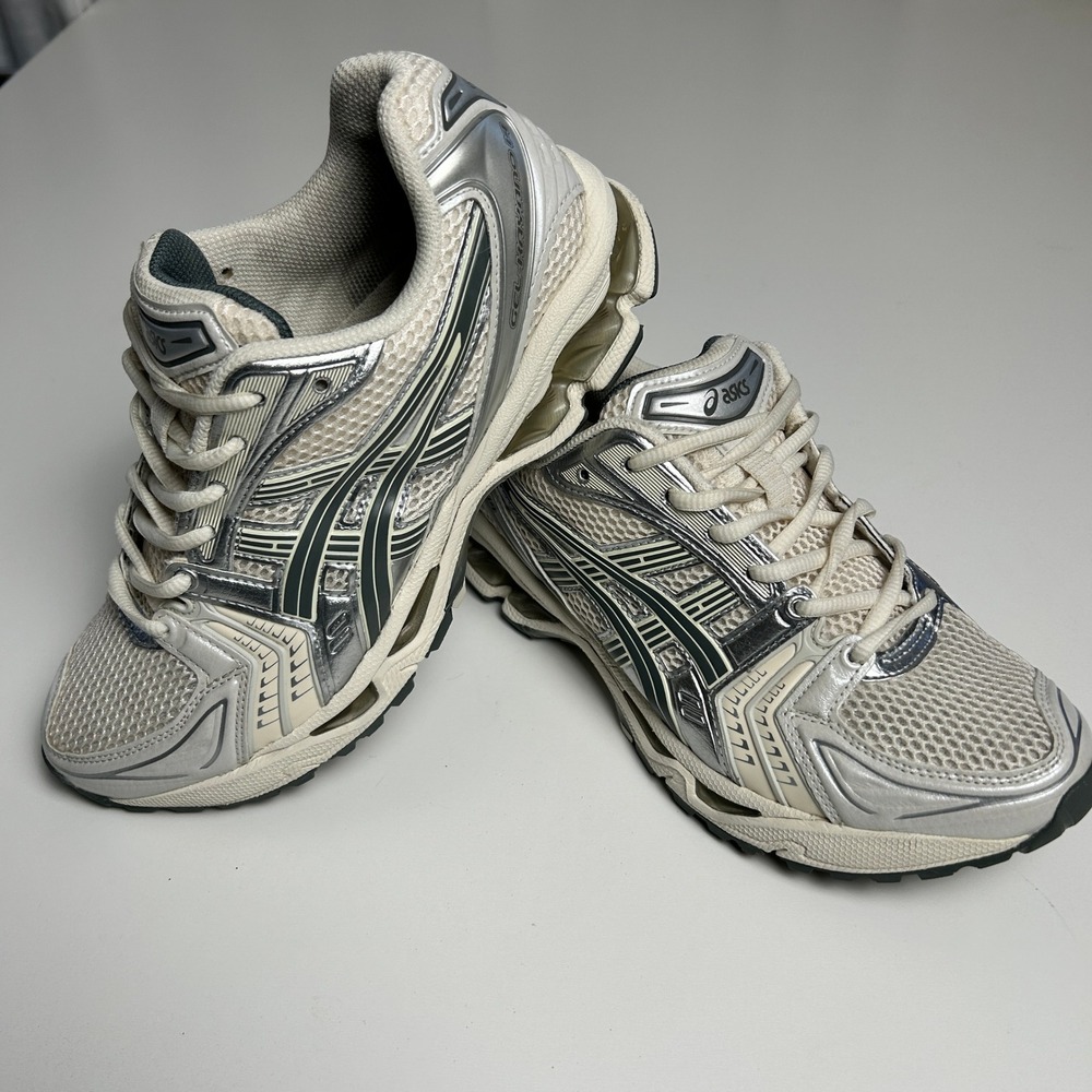 Asics Gel-Kayano 14 Cream Pure Silver Metallic Running Shoes 1201A019 Mens 7